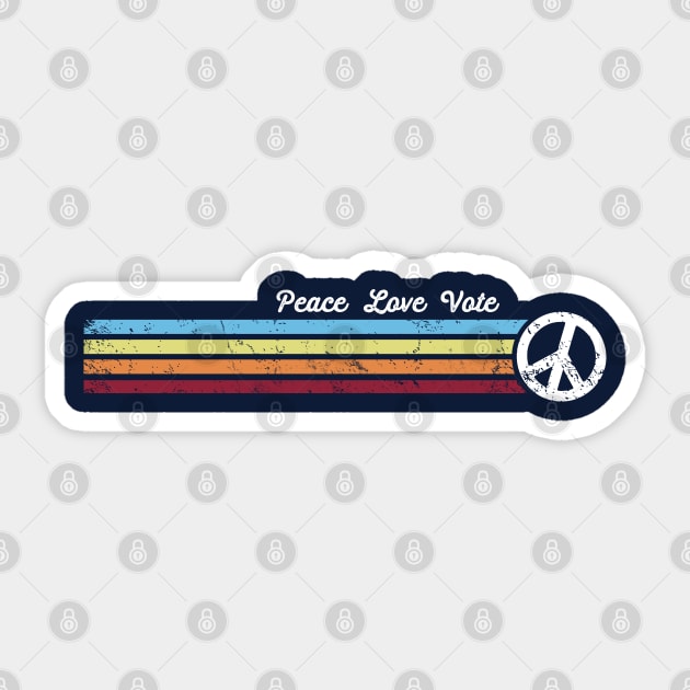 Retro Stripes Peace Love Vote Sticker by Jitterfly